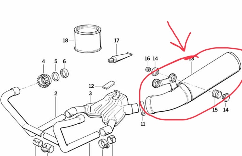 1992-1995 R100R OR R100 MYSTIC REAR MUFFLER 