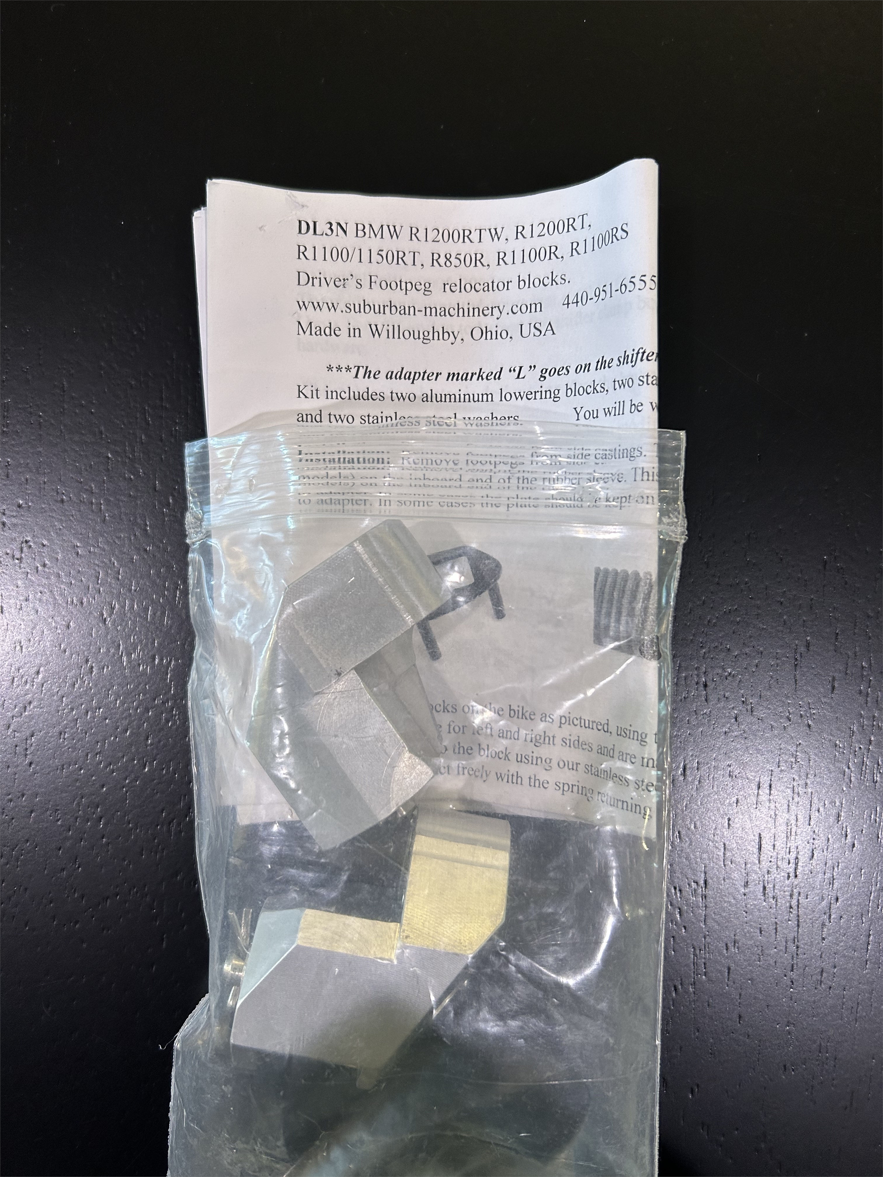 Suburban Machinery Footpeg Lowering Kit DL3N R1200RT R1200RTW R1150RT R1100RT