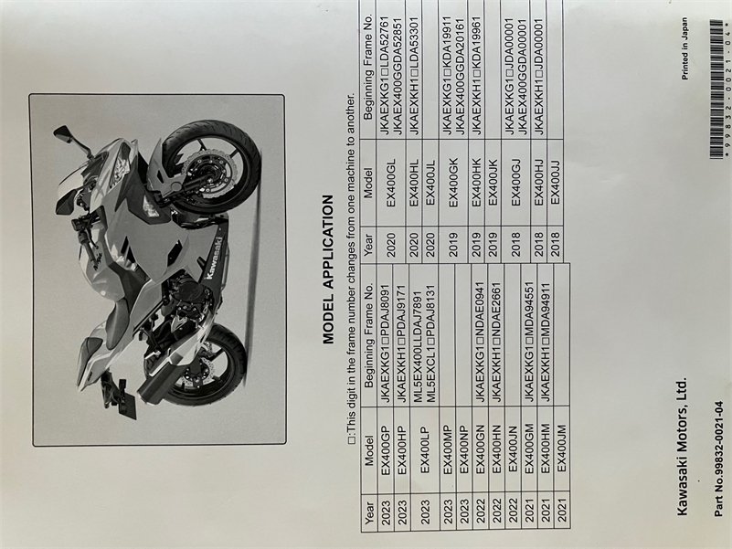 Kawasaki Ninja 400 Factory Repair Manual